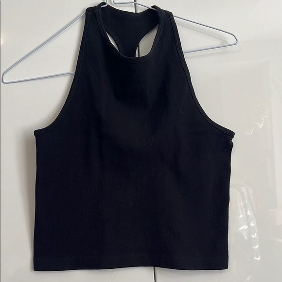 AURA NWOT Black Sleeveless Racerback Women's Stretch Tank, Size M/L - Picture 3 of 5